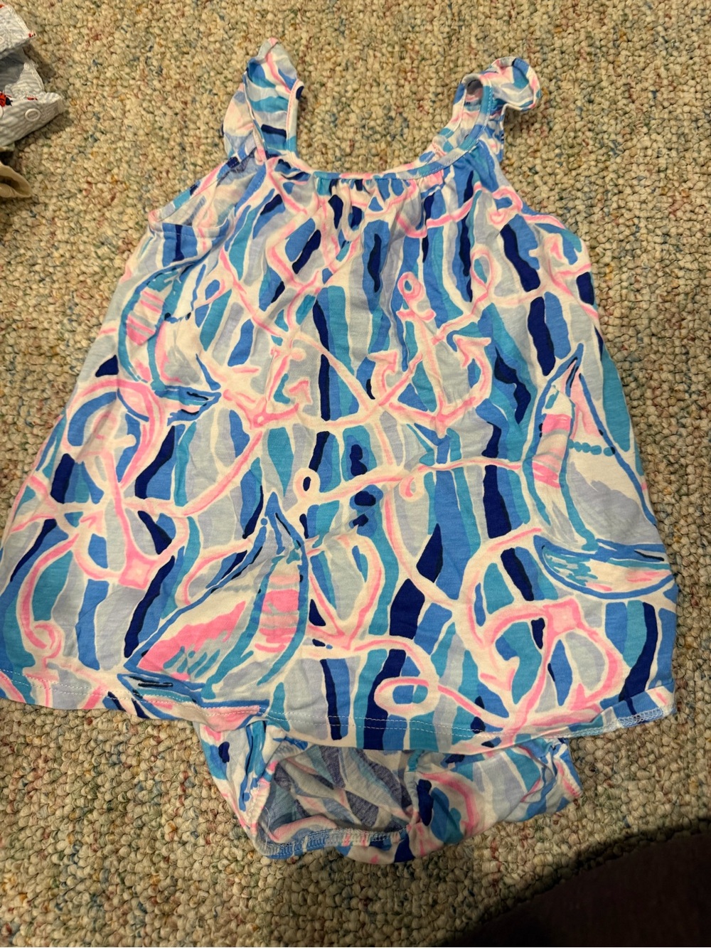 Lilly Pulitzer Blue, Light Blue & Pink Abstract-Print Baby Romper